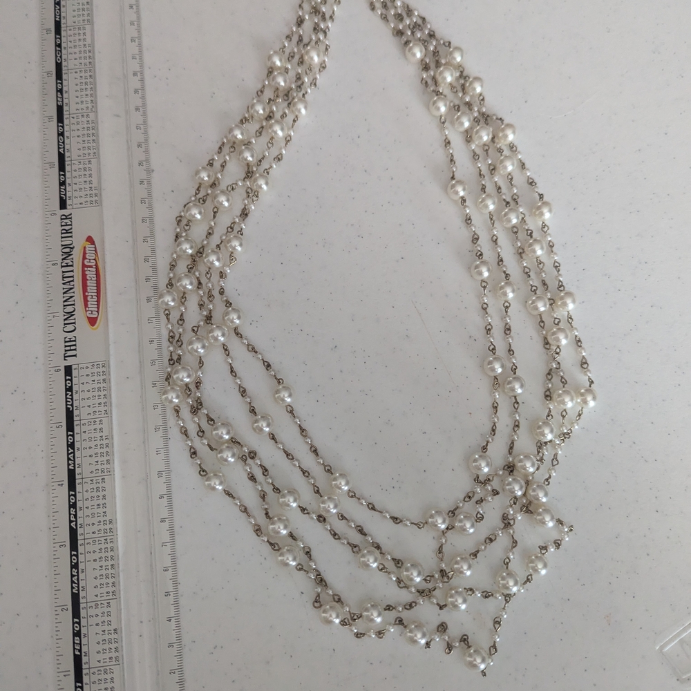 Vintage Set 80s Gold Pearl Charm Necklaces - Picture 5 of 9